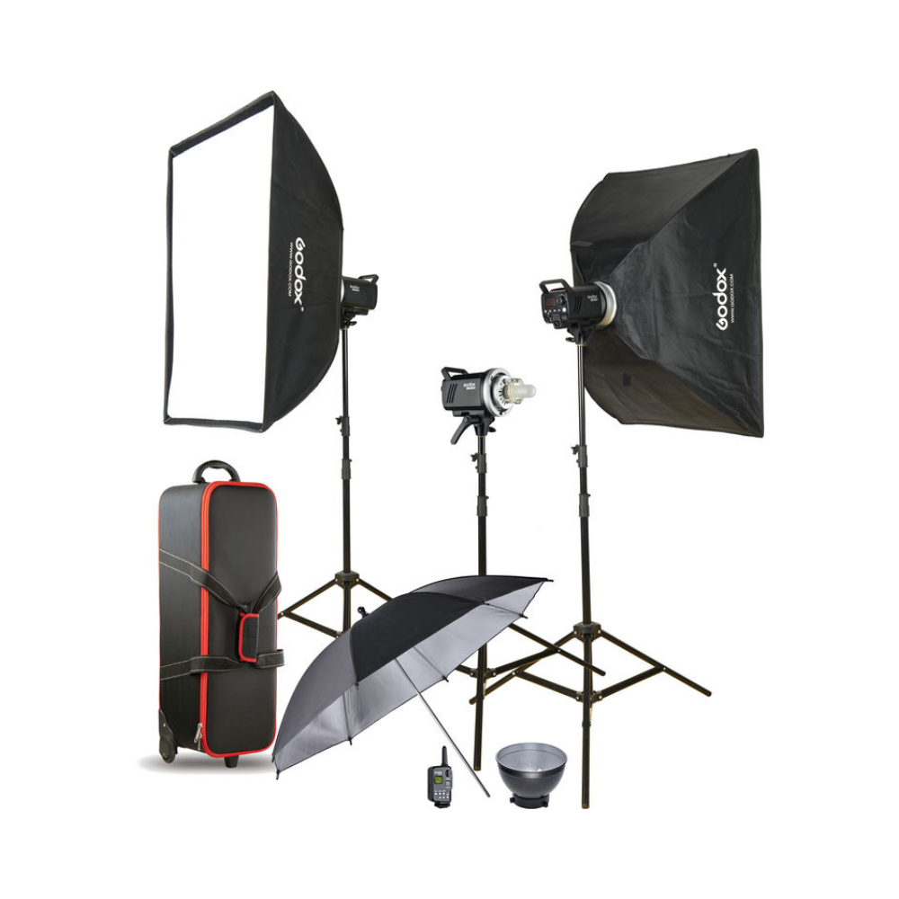 Godox MS300 300W Compact Studio Flash Kit Monolight with Softbox, 150W Halogen Modeling Lamp & 5600K Color Temperature