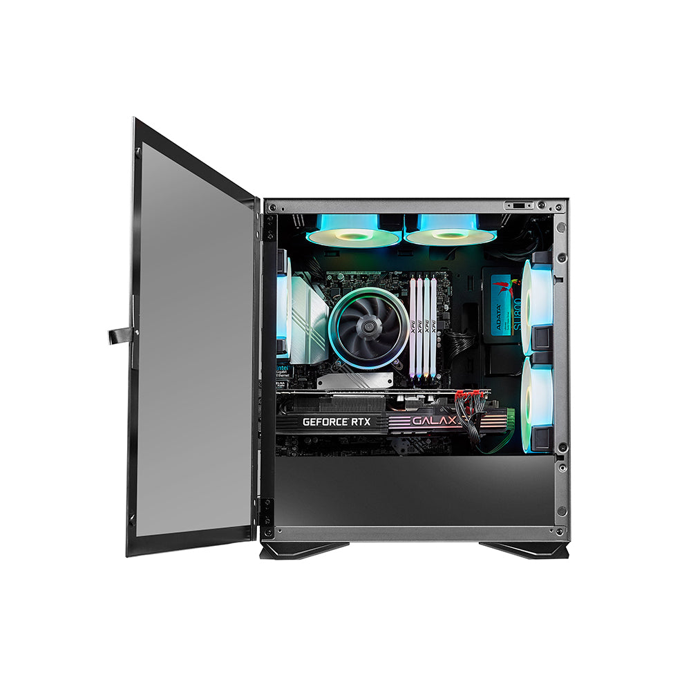 darkFlash DLM22 Mid-Tower Micro-ATX PC Case with Fine Ventilation,  Hinge-Connected Tempered Glass Side Panel, 3 Drive Slots, 4 PCIe Expansion  Slots, ...