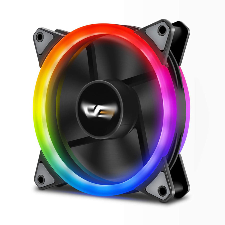 darkFlash DR12 PRO RGB 120mm Desktop System Unit PWM Cooling Fan with 1100 RPM Fan Speed, ASUS AURA Support, and Hydraulic Bearings for PC Computer (Black)