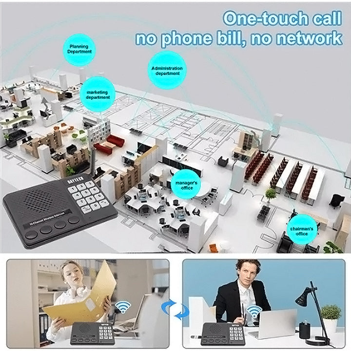 DAYTECH CI02 Multi-Channel Wireless Intercom System 1000m Long Range Two-Way Transmission for Home, Office, Hotel, Restaurant, Cafe, Clinic, Hospital