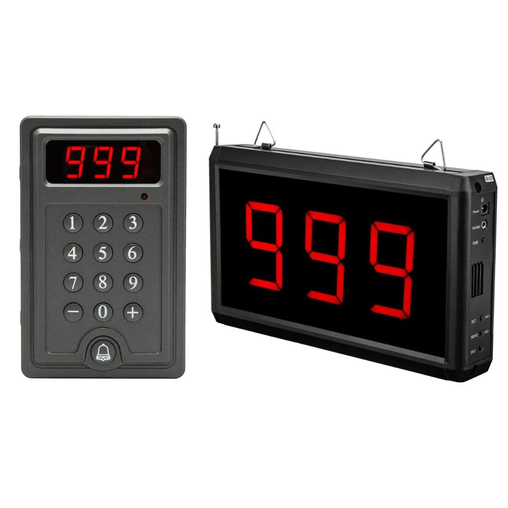 [CLEARANCE] DAYTECH Wireless Number Display Restaurant Pager System Up to 400m Long Range Queue Number Waiting Calling System for Restaurant, Cafe, Clinic, Bank | CK01-US