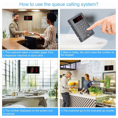 DAYTECH Wireless Number Display Restaurant Pager System Up to 400m Long Range Queue Number Waiting Calling System for Restaurant, Cafe, Clinic, Bank | CK01-US