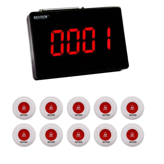DAYTECH 10-Piece Set Call Button Restaurant Staff Pager Calling System 300m Long Range Assitance Alarm Beeper for Fast Food, Cafe, Hospital, Clinic, Coffee Shop | E-P4