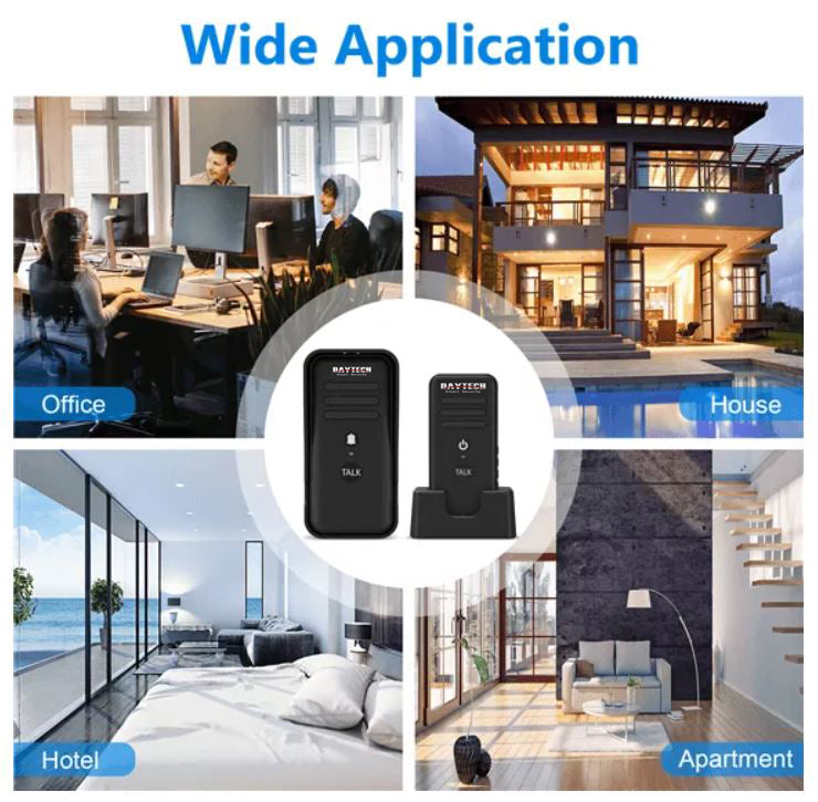 DAYTECH Wireless Intercom Doorbell Waterproof 3000 ft Long Range Two-Way Transmission with 2500mAh Rechargeable Battery, Adjustable Volume, 14 Chimes for Office, House, Hotel, Apartment | HI03US1-1