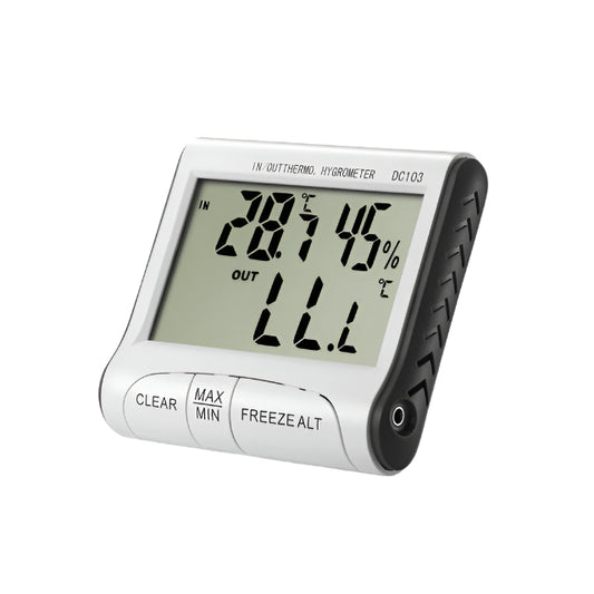 Eagletech DC103 Digital LCD Temperature Humidity Meter Clock Hygrometer Thermometer Indoor and Outdoor