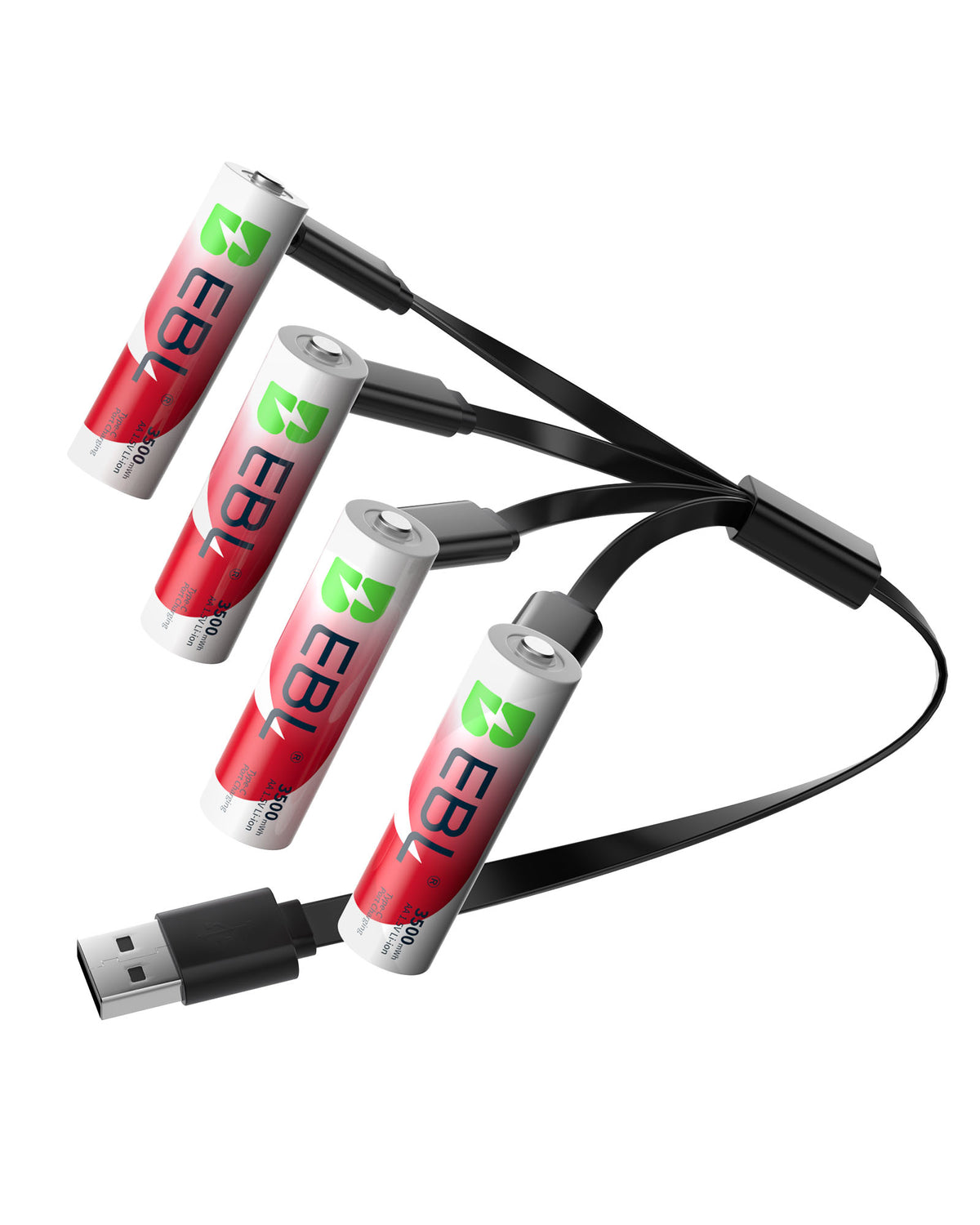 EBL 4pcs 1-Pack 1.5V AA 3500mAh Rechargeable Li-Ion Lithium Ion Battery USB-C Charging Port