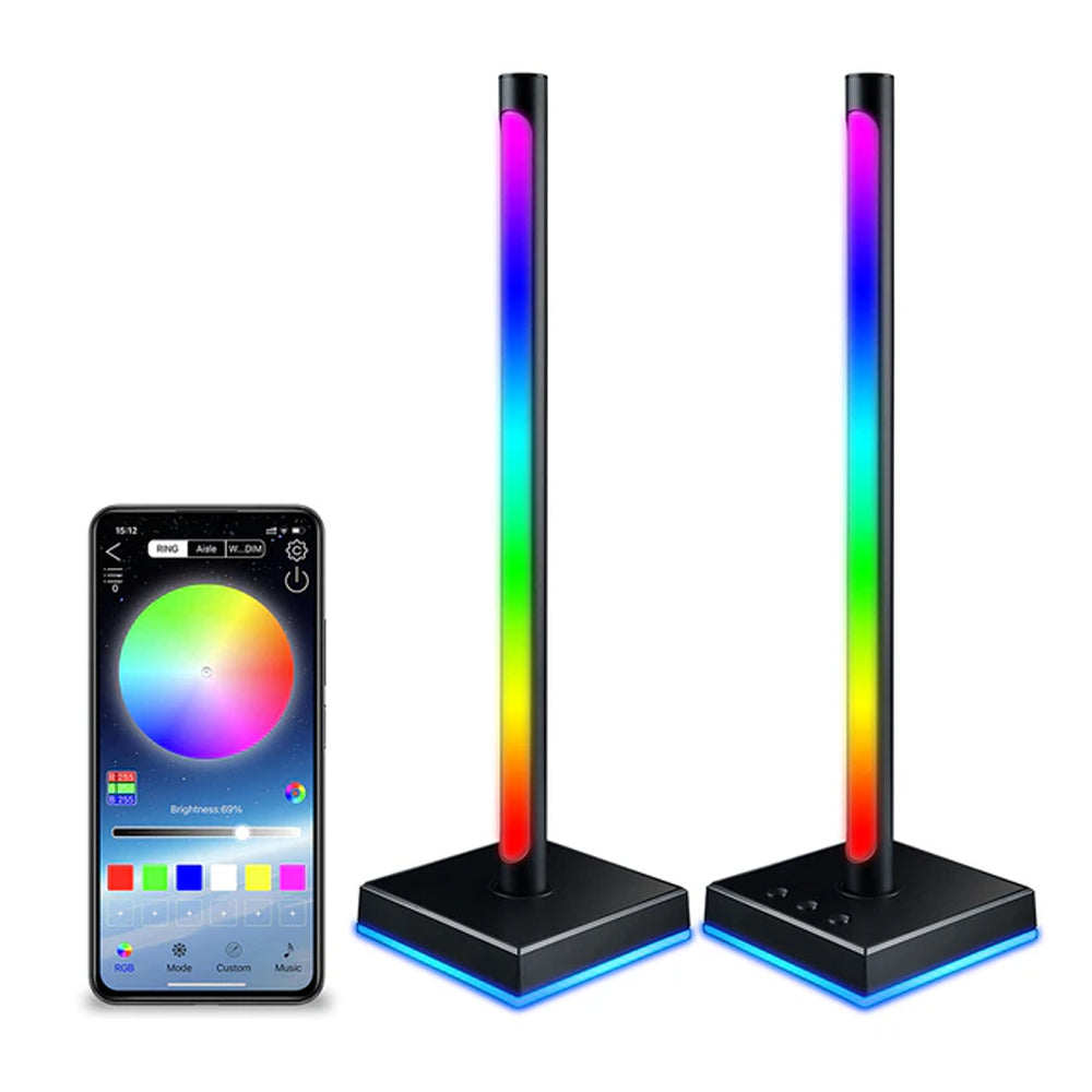 Delux DHS300 2pcs RGB Ambient Light Bars Gamer Headphones Stand Holder Smart Desktop LED with Music Sync, Voice and App Control, USB Type C