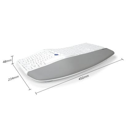[CLEARANCE] Delux GM901D Wireless Bluetooth Ergonomic Split Membrane Keyboard 2.4G with Built-in Pillowed Palm Rest, No Backlit, 107 Keys, Curved Keyframe, USB Receiver, and Multi-media Control for Windows, Mac, Android