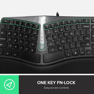 [CLEARANCE] Delux GM901U Wired 107 Keys Ergonomic Split Membrane Keyboard with Built-in Soft Palm Rest, No Backlit, Curved Keyframe, 2 USB Hubs, and 8 million Key Lifetime for Windows and macOS