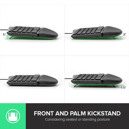 [CLEARANCE] Delux GM901U Wired 107 Keys Ergonomic Split Membrane Keyboard with Built-in Soft Palm Rest, No Backlit, Curved Keyframe, 2 USB Hubs, and 8 million Key Lifetime for Windows and macOS