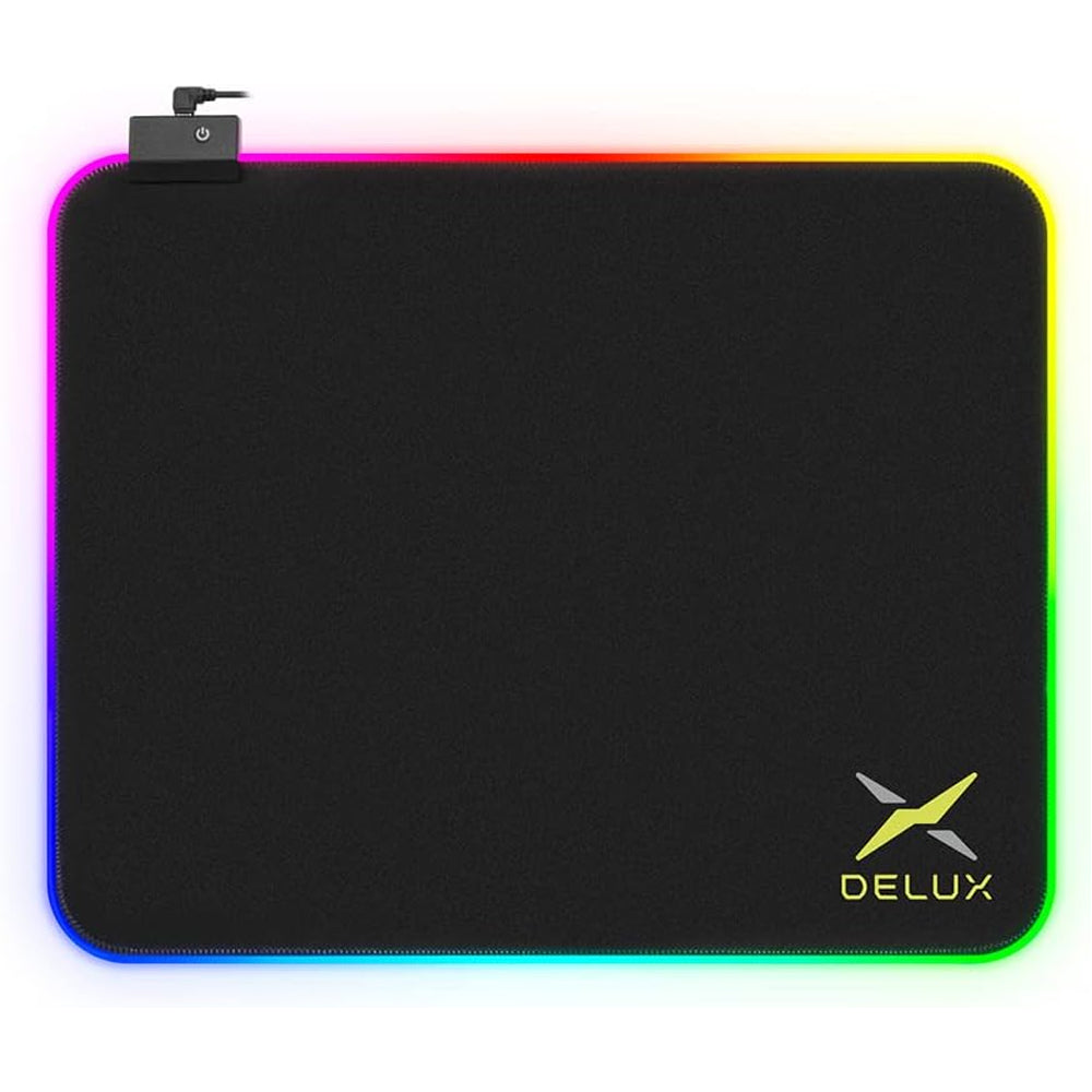 Delux GP-003RGB RGB Soft Lit Mouse Pad with Anti-Slip, 10 Backlight Mode, and 1.8m Cable
