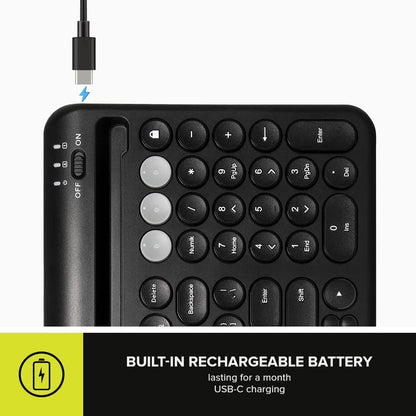 [CLEARANCE] Delux K2212V 2 Zone Universal Wireless Bluetooth Keyboard Rechargeable with Integrated Stand Cradle, 100 Keys, Scissors Keycaps for Windows/ISO/Android
