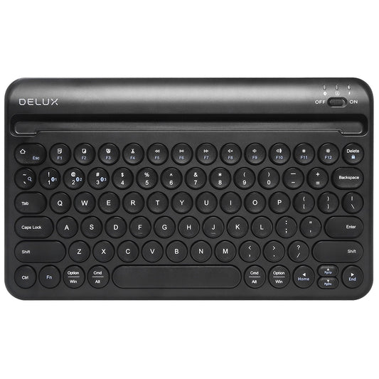 Delux K2213V 1 Zone Universal Wireless Bluetooth Keyboard Rechargeable with Integrated Stand Cradle, 78 Keys, Scissors Keycaps for Windows/ISO/Android