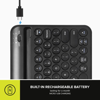 [CLEARANCE] Delux K2213V 1 Zone Universal Wireless Bluetooth Keyboard Rechargeable with Integrated Stand Cradle, 78 Keys, Scissors Keycaps for Windows/ISO/Android