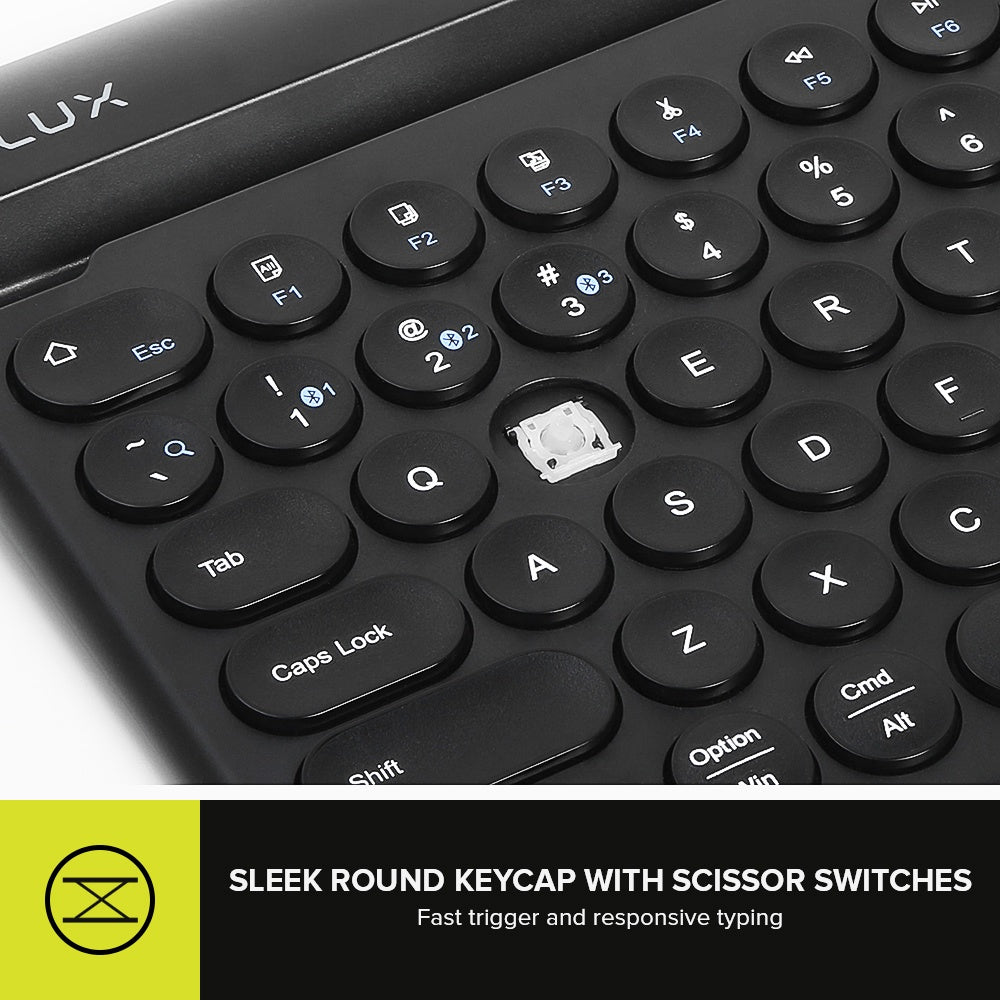 Delux K2213V 1 Zone Universal Wireless Bluetooth Keyboard Rechargeable with Integrated Stand Cradle, 78 Keys, Scissors Keycaps for Windows/ISO/Android