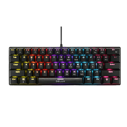 [CLEARANCE] Delux KM36U Wired Mechanical Gaming Keyboard with 61 US Standard Keys, 12 RGB Backlit, Clicky Blue Switches Non-Swappable Keys, and Double Injection Keycaps