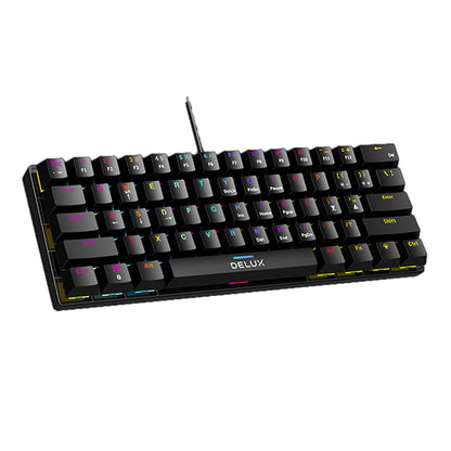 [CLEARANCE] Delux KM36U Wired Mechanical Gaming Keyboard with 61 US Standard Keys, 12 RGB Backlit, Clicky Blue Switches Non-Swappable Keys, and Double Injection Keycaps