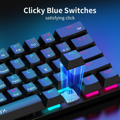 [CLEARANCE] Delux KM36 Wired Mechanical Gaming Keyboard with Outemu Red Linear Switch, 61 Keys 60% Compact Layout, Rainbow Backlit LED Light, and USB A to Type C Cable for PC, Laptop, Notebook, Desktop Computer | BLACK ORANGE