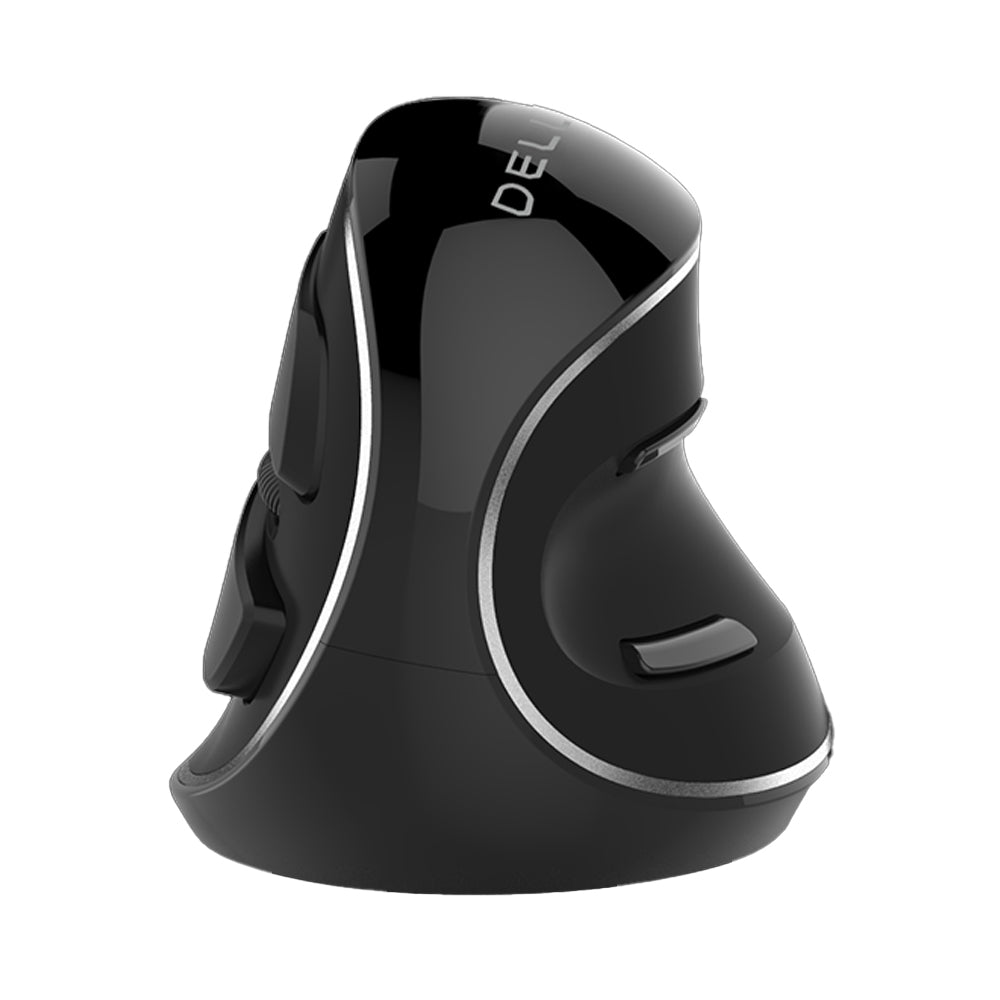 Delux M618PD Wireless Bluetooth Optical Ergonomic Vertical Mouse 2.4GHz Snail Bionic Structure with Palm Rest, 4000 DPI, USB Nano Receiver Rechargeable (Black) for Windows and macOS