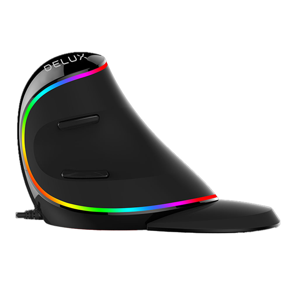 Delux M618PLUS Wired Optical Ergonomic Vertical Mouse RGB Snail Bionic Structure with 4000 DPI, 6 Buttons, USB Interface for Windows XP/7/8/10