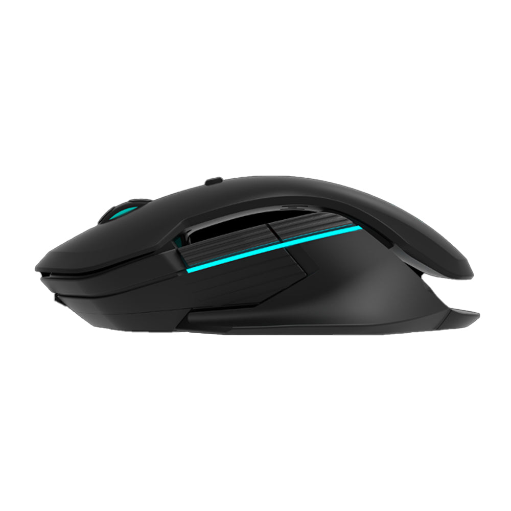 Delux M627 PMW3389 RGB Wired / Wireless Ambidextrous Gaming Mouse with 16000 DPI, 8 Programmable Buttons, Detachable USB-C Input Cable, Side Wings, USB Receiver for Windows XP / 7 / 8 / 10