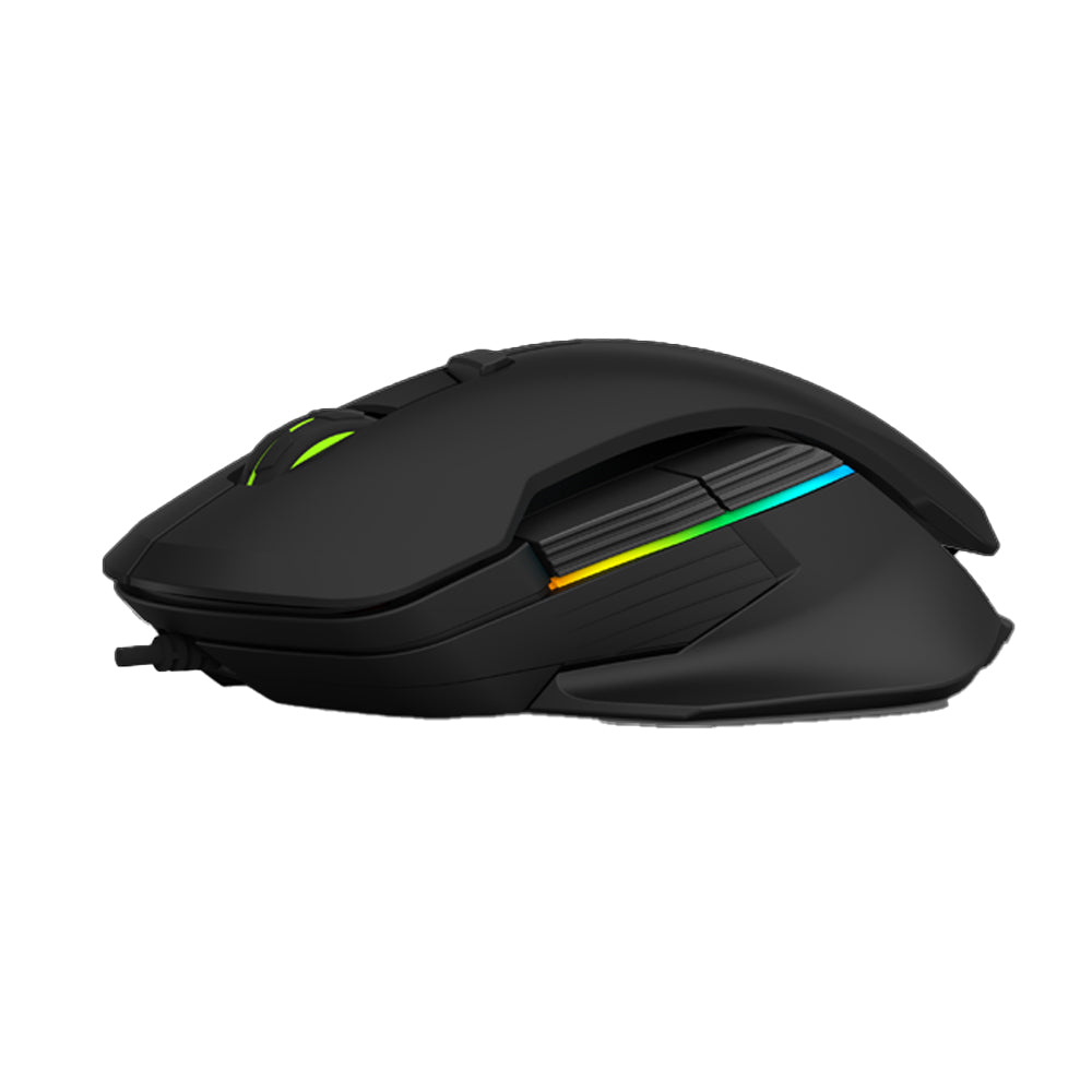 Delux M627 PMW3389 RGB Wired / Wireless Ambidextrous Gaming Mouse with 16000 DPI, 8 Programmable Buttons, Detachable USB-C Input Cable, Side Wings, USB Receiver for Windows XP / 7 / 8 / 10