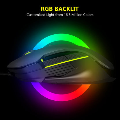[CLEARANCE] Delux M627 PMW3389 RGB Wired / Wireless Ambidextrous Gaming Mouse with 16000 DPI, 8 Programmable Buttons, Detachable USB-C Input Cable, Side Wings, USB Receiver for Windows XP / 7 / 8 / 10