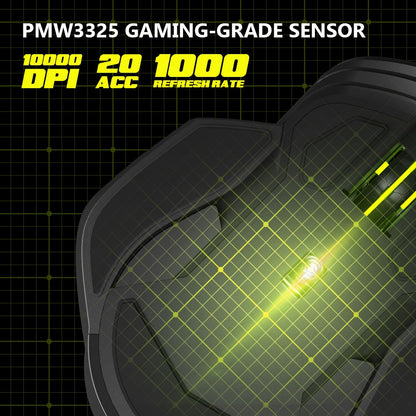 [CLEARANCE] Delux M627 PMW3389 RGB Wired / Wireless Ambidextrous Gaming Mouse with 16000 DPI, 8 Programmable Buttons, Detachable USB-C Input Cable, Side Wings, USB Receiver for Windows XP / 7 / 8 / 10