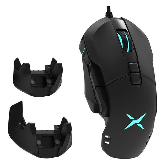 Delux M629BU Wired Modular Ergonomic Gaming Mouse RGB with 7 Buttons, Up to 16000 DPI, Fully Programmable Buttons PMW3389