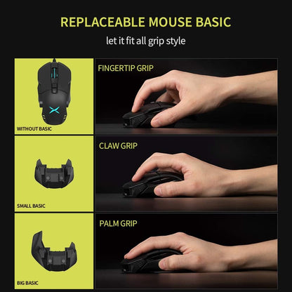[CLEARANCE] Delux M629BU Wired Modular Ergonomic Gaming Mouse RGB with 7 Buttons, Up to 16000 DPI, Fully Programmable Buttons PMW3389