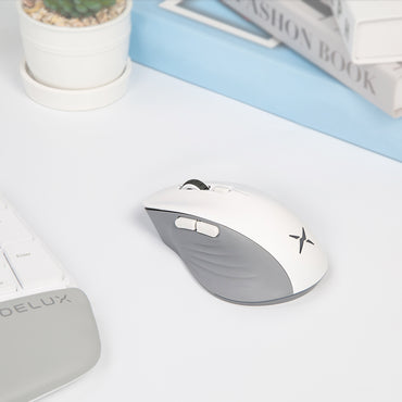 Delux M729DB Wired / Wireless Bluetooth Light Gaming Mouse 2.4GHz RGB with 16000 DPI, USB Receiver, Kailh 80M Switch, 6 Programmable Buttons Rechargeable for Windows 7/8/10 PAW3335