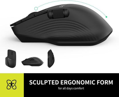 Delux M913GX 2.4 GHz Wireless Optical Mouse with 1600 DPI Resolution Sensor, 7 Programmable Buttons, and  Ergonomic Side Scrolling Wheel for PC and Laptop Computers