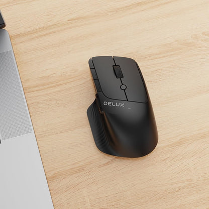Delux M913GX 2.4 GHz Wireless Optical Mouse with 1600 DPI Resolution Sensor, 7 Programmable Buttons, and  Ergonomic Side Scrolling Wheel for PC and Laptop Computers