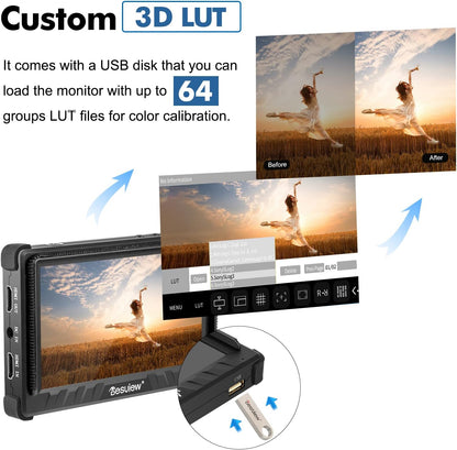 Desview / Bestview P5II 5.5-Inch HDR Camera Field Monitor with HB 800nits, 4K HDMI 1920 x 1080 Resolution and Custom 3D LUTs for DSLR and Mirrorless Cameras