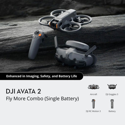 DJI AVATA 2 Fly More Combo (Single / Three Battery) 4K 60fps 46GB FPV Immersive Drone with 23 Minutes Max Flight Time, DJI O4 13Km Max Video Transmission, Easy ACRO, RTH, Turtle Mode and RockSteady / HorizonSteady Stabilization