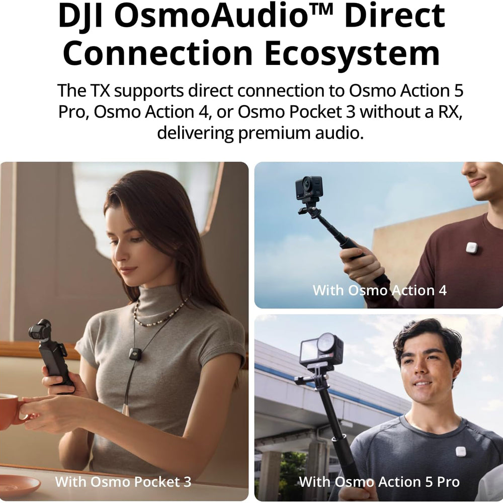 DJI Mic Mini 2-Person (Dual TX + RX) Compact 2.4Ghz Wireless Omnidirectional Microphone System and 1920mAh Charging Case with Bluetooth 5.3, 2 Level Noise Cancelling, Max 400m / 1312ft Operating Range and Mimo App Support