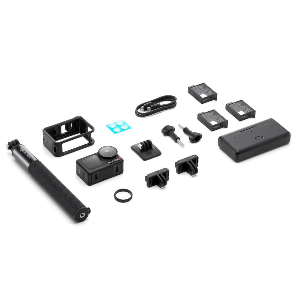 DJI Osmo Action 5 Pro Adventure Combo Waterproof Action Camera - 1/1.3" Sensor, Precise Subject Tracking, 4hrs Extended Battery Life, Dual OLED High-Brightness Touchscreens, HorizonSteady 360° Stabilization, Wireless Microphone Connection