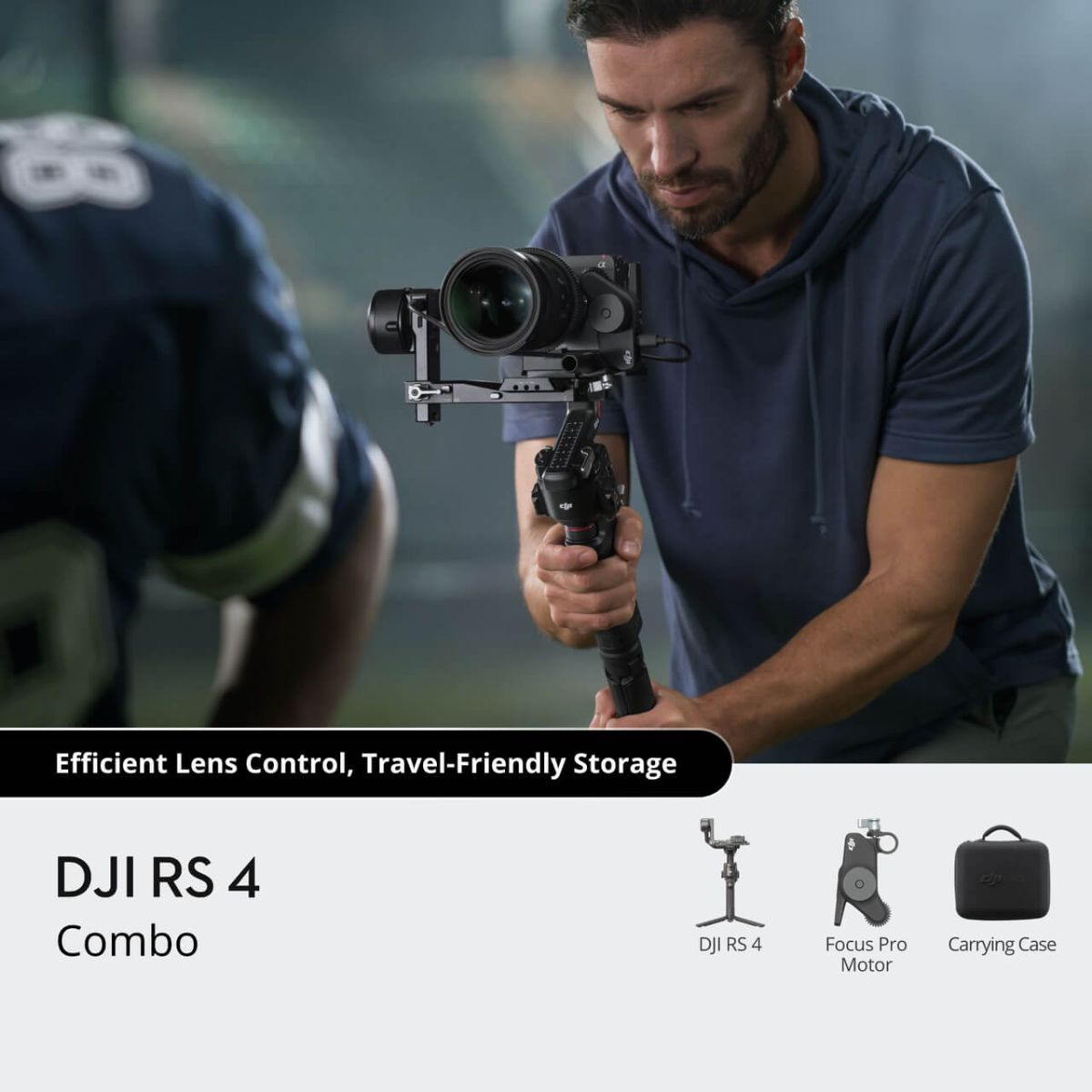 DJI Ronin RS 4 Combo 3-Axis Camera Gimbal Stabilizer w/ Focus Pro Motor, 3Kg Max Payload, BG21 Battery Grip w/ 12hr Operating Time, 2nd Gen Auto Axis Locks & OLED Touchscreen Controls for Canon Nikon Sony Fujifilm Panasonic DSLR Mirrorless