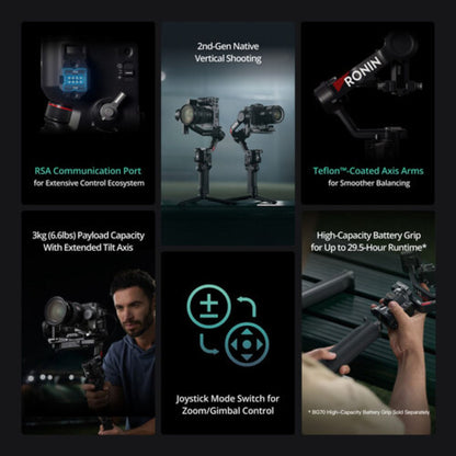 DJI Ronin RS 4 Combo 3-Axis Camera Gimbal Stabilizer w/ Focus Pro Motor, 3Kg Max Payload, BG21 Battery Grip w/ 12hr Operating Time, 2nd Gen Auto Axis Locks & OLED Touchscreen Controls for Canon Nikon Sony Fujifilm Panasonic DSLR Mirrorless