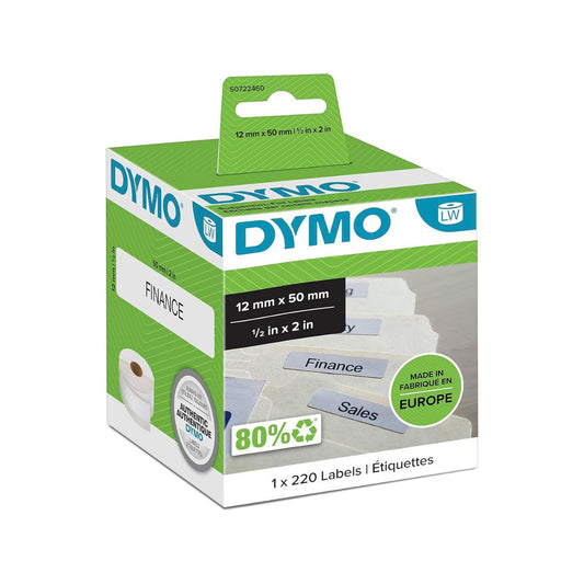 DYMO (220pcs) 12x50mm Suspension File Label Sticker for Dymo Labelwriter 300, 400, 4XL, and 450 Series Thermal Printers