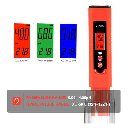 EagleTech Portable Digital PH Meter Tester Pen 0.0-14.0 PH for Water Drink Food Lab Aquarium PH Monitor with ATC