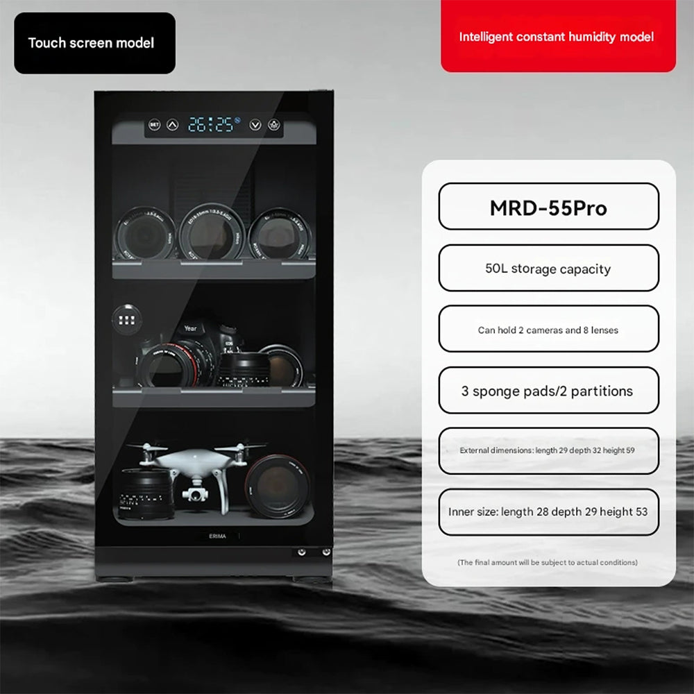 Eirmai 50L Electronic Digital Dry Cabinet Dehumidifying Box with Automatic AI Smart Control - 50 Liters (MRD-55PRO)