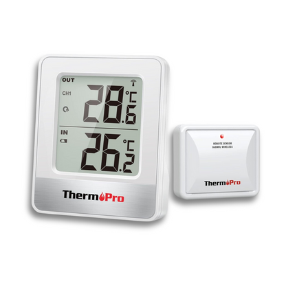 ThermoPro TP200C Wireless Indoor Outdoor Thermometer with 150m Range, Rainproof Sensor, Supports 3 Channels, Accurate Digital Temperature Monitor for Home, Garden Cellar, Greenhouse & Living Room