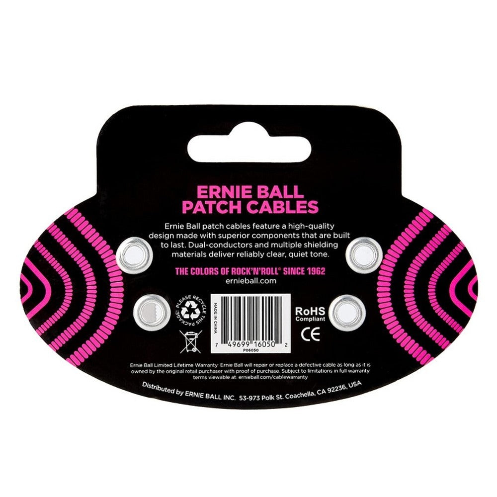 Ernie Ball 3-Pack 15cm Right Angle Patch Cable with Durable PVC Jacket for Guitar Pedals & Effects - Musical Instruments and Accessories | 6050