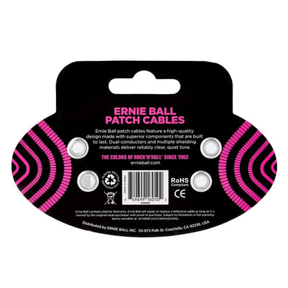Ernie Ball 3-Pack 15cm Right Angle Patch Cable with Durable PVC Jacket for Guitar Pedals & Effects - Musical Instruments and Accessories | 6050