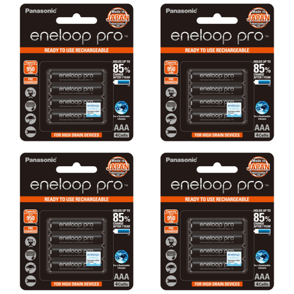 Panasonic Eneloop Pro BK-4HCCE-4BT Rechargeable Battery AAA Pack of 4 (Black) x4