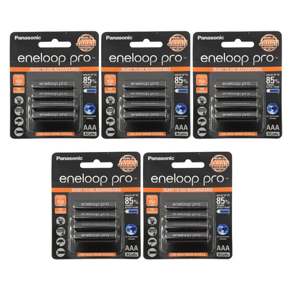 Panasonic Eneloop Pro BK-4HCCE-4BT Rechargeable Battery AAA Pack of 4 (Black) x5