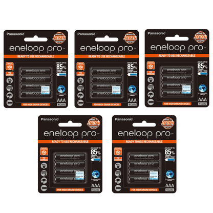Panasonic Eneloop Pro BK-4HCCE-4BT Rechargeable Battery AAA Pack of 4 (Black) x5