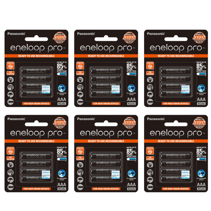 Panasonic Eneloop Pro BK-4HCCE-4BT Rechargeable Battery AAA Pack of 4 (Black) x6