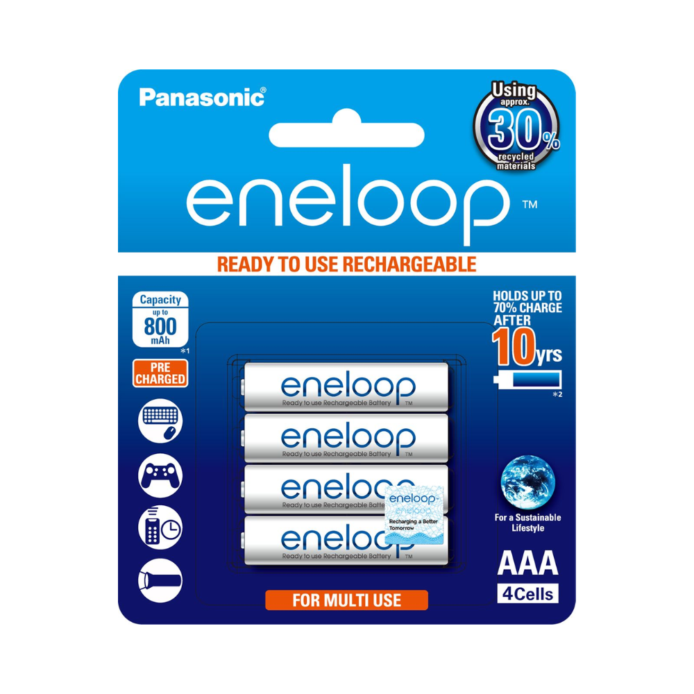 Eneloop AAA Rechargeable Batteries x4 (White)